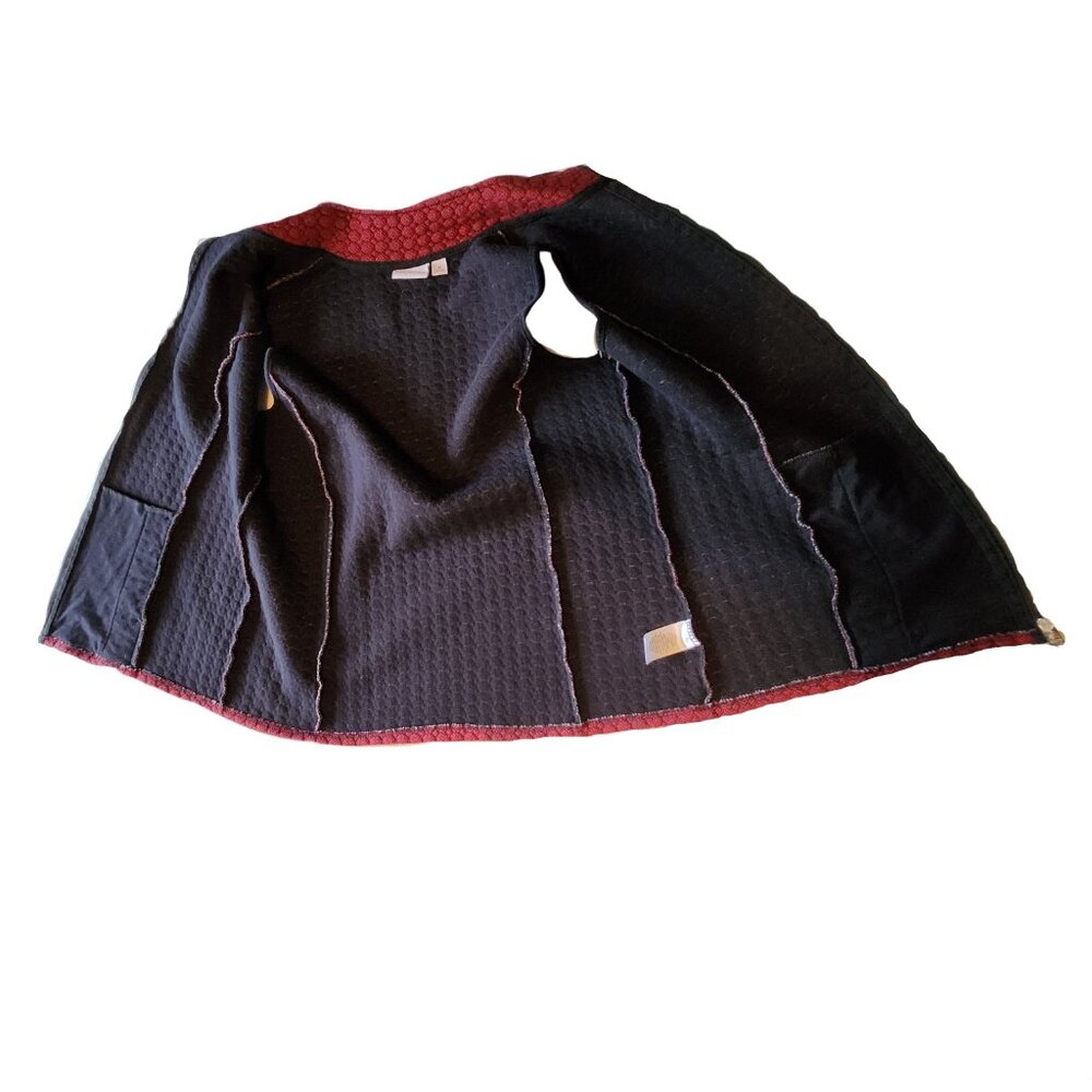 ❤️ 4/$20 Kim Rogers vest Women's medium Quilted red black zip-up Collar fall - Picture 6 of 16